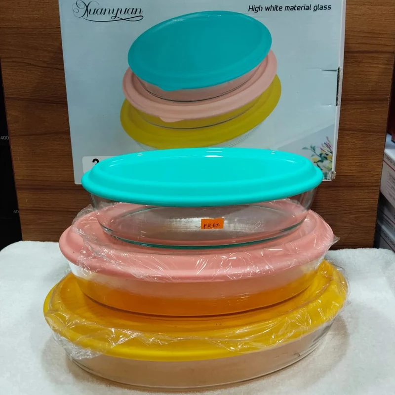 3pcs Oval Serving Dish Multi Color Lid (OESM)