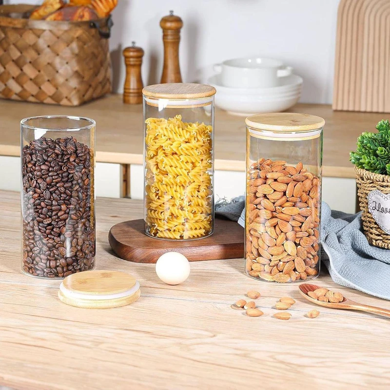 Round Airtight Glass Jar With Wooden Lid (NCM)