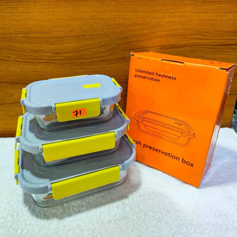 Multi Color Square Fiber Lid Airtight Bati Set (PESM)