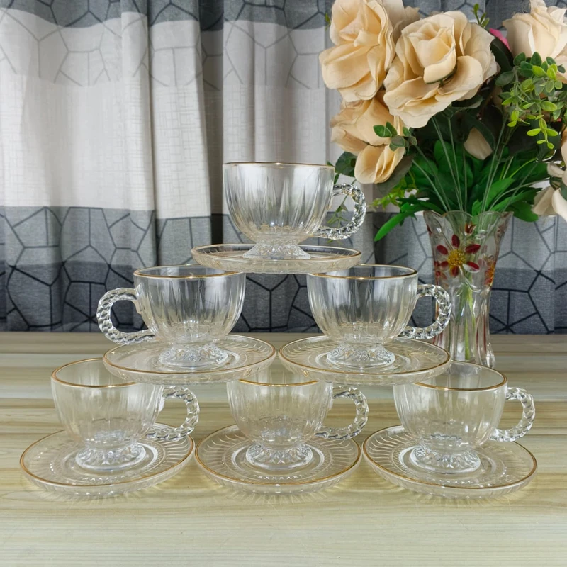 Premium Tea Cup Set Golden Rim