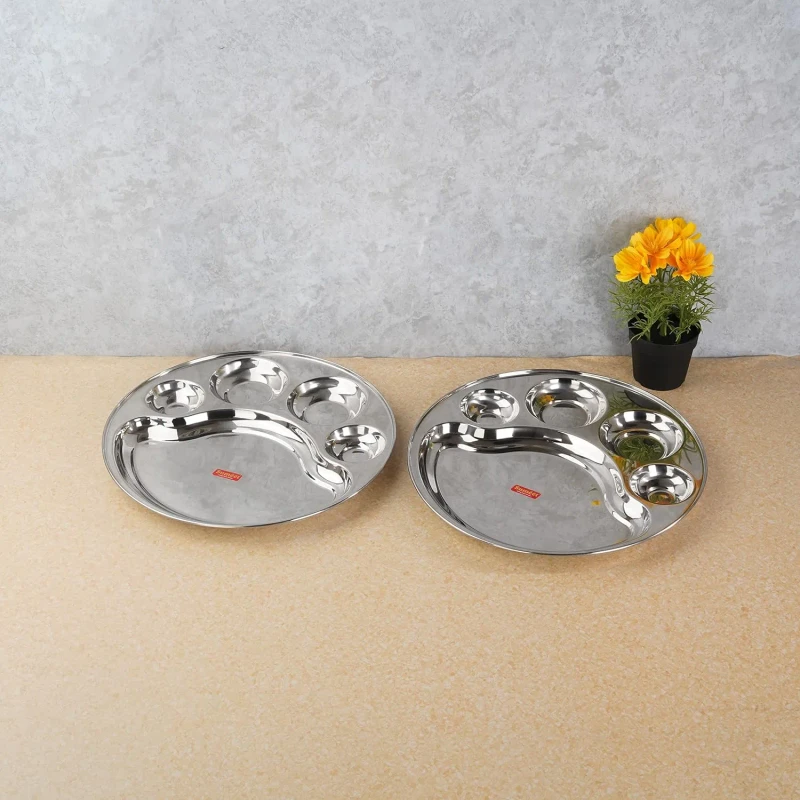 Stainless Steel Round 5 Part Lunch / Dinner Plate - Image 3