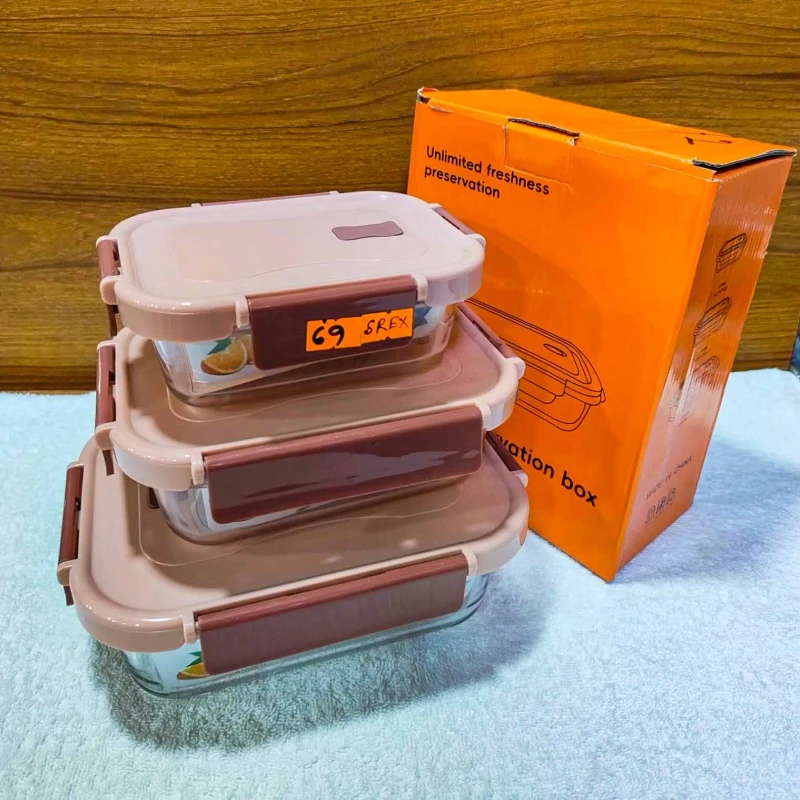 Multi Color Square Fiber Lid Airtight Bati Set (PESM)