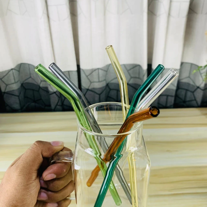 Multicolor Glass Straws With Brush