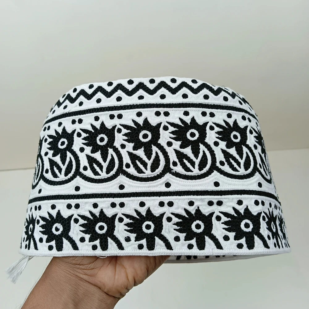 58 Size Omani Handmade Cap – Black Azhari & Saydee Style Tupi
