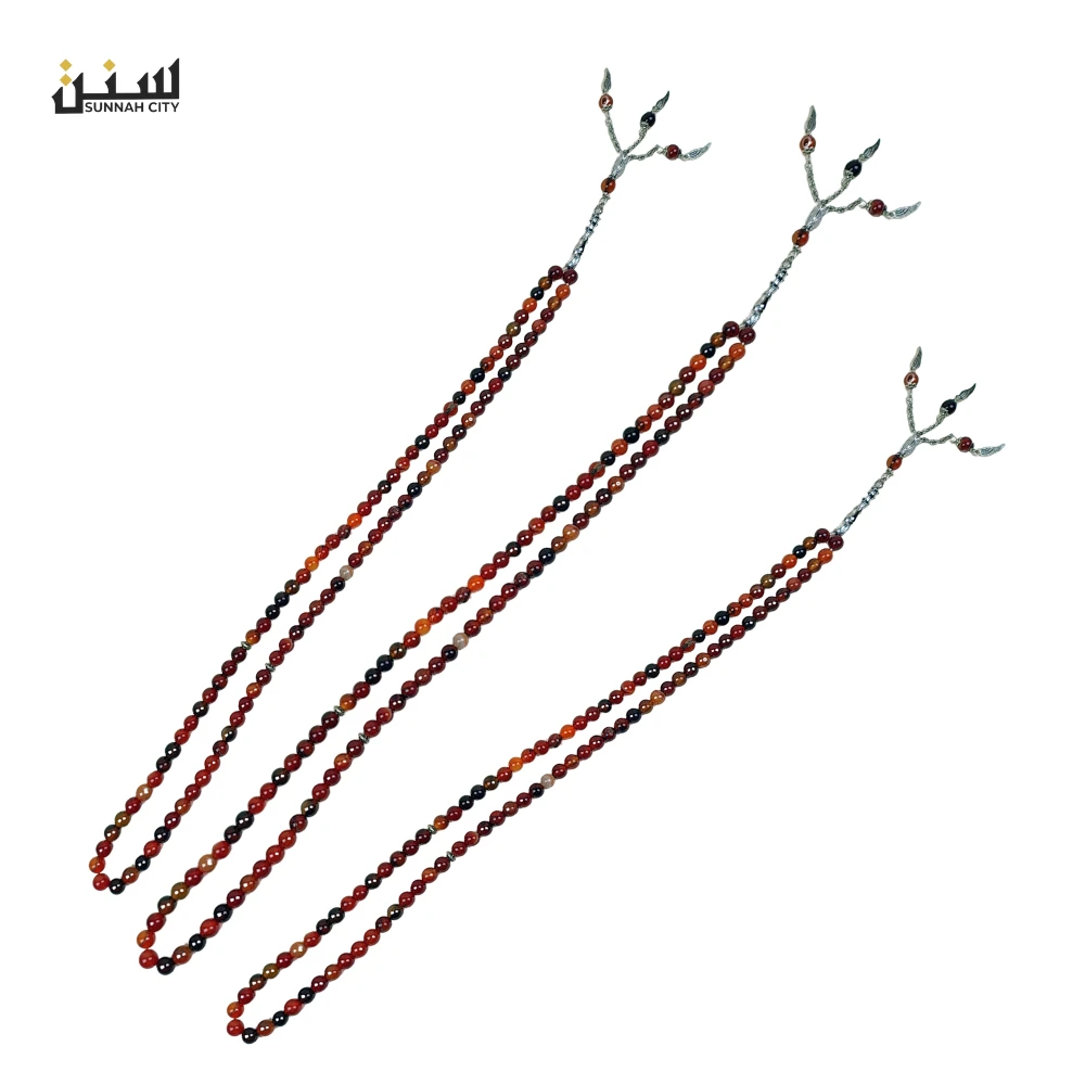 Multi-Color Solemani Aqeeq 99 Beads Natural Stone Tasbih - Image 4