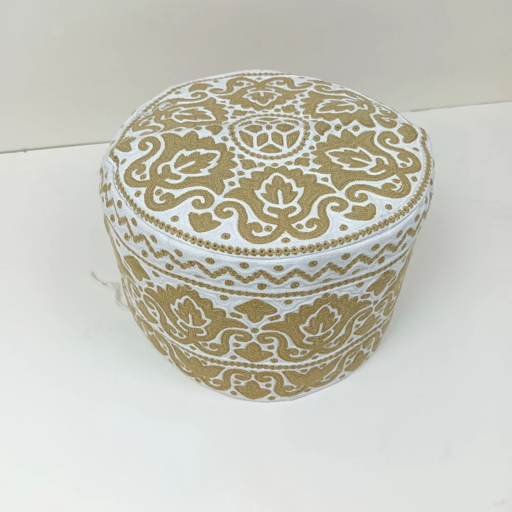 Golden Khaki Omani Handmade Tupi | Size 58, Foldable & Adjustable Cap - Image 3