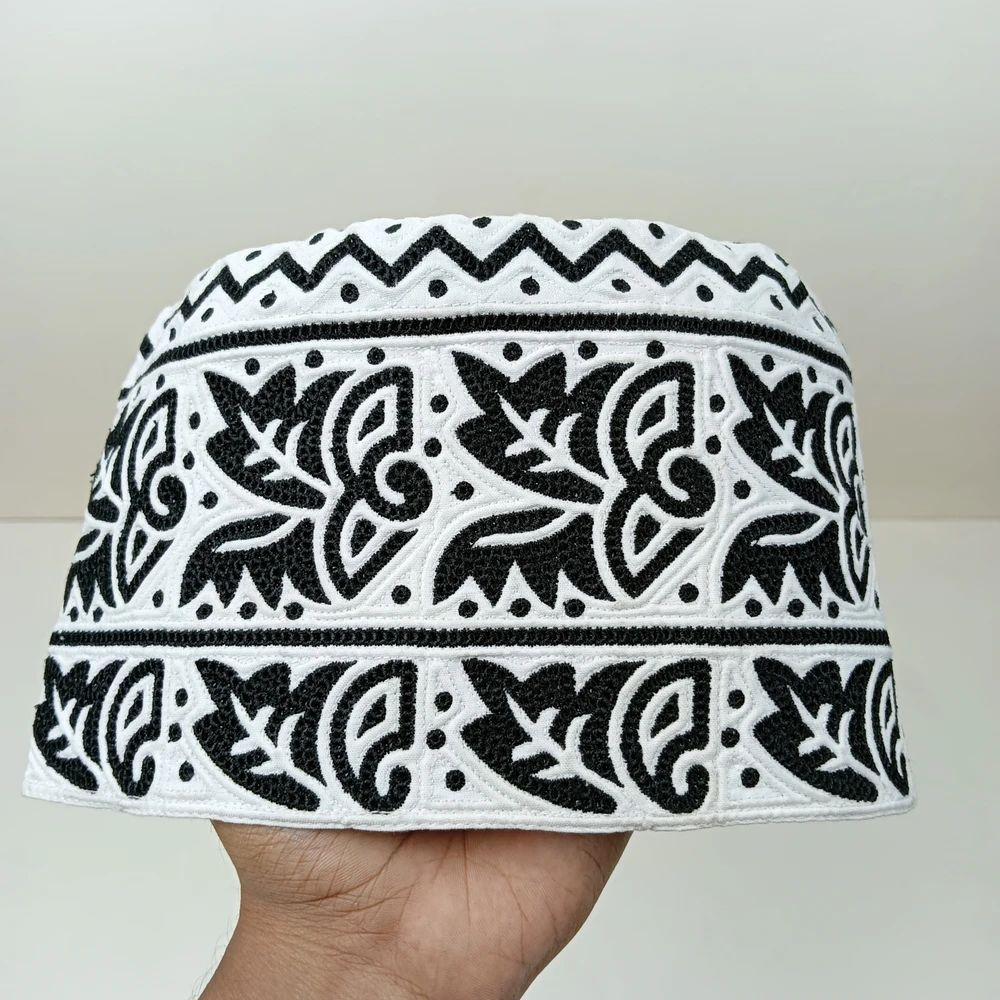 58 Size Black Omani Bokta Tupi – Handmade Cap for Prayer