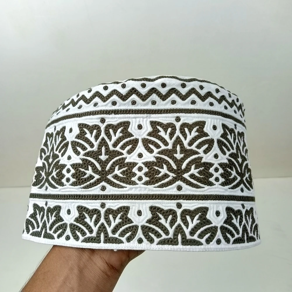 Dark Olive Brown Omani Handmade Tupi