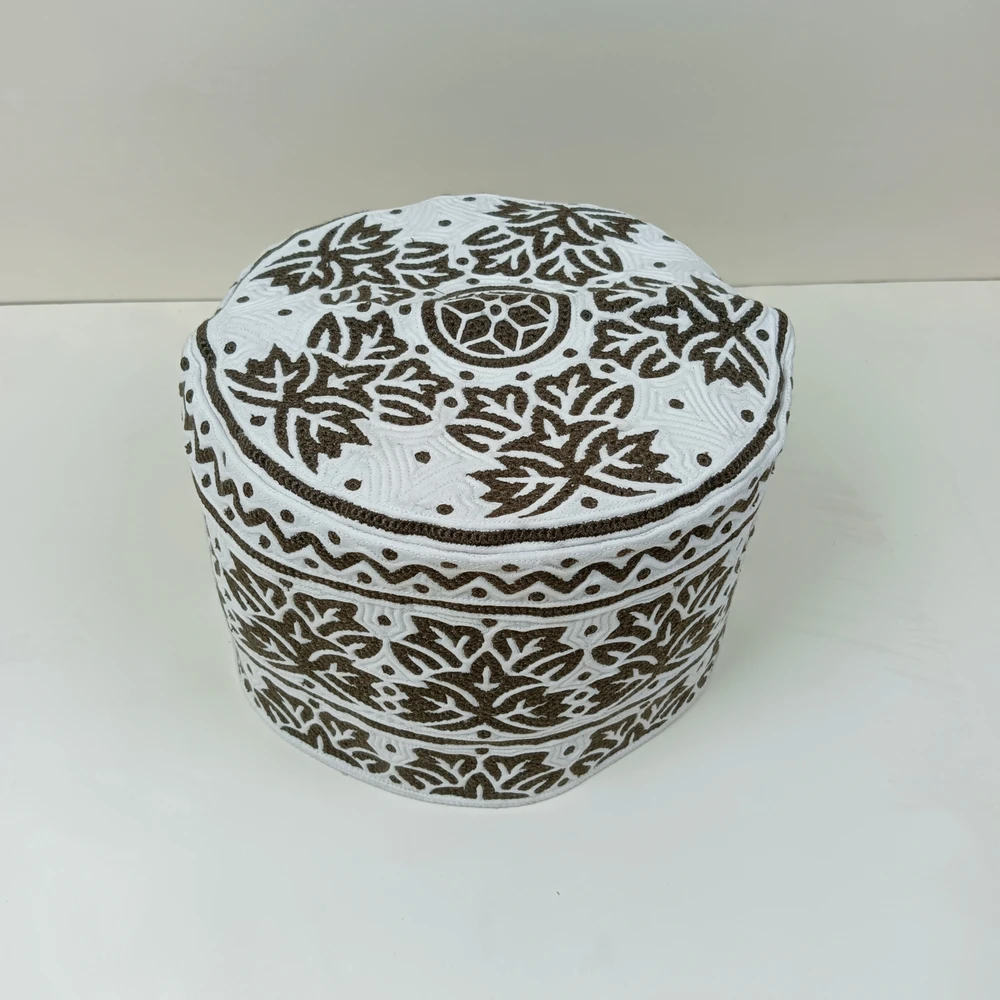 Dark Olive Brown Omani Handmade Tupi - Image 3