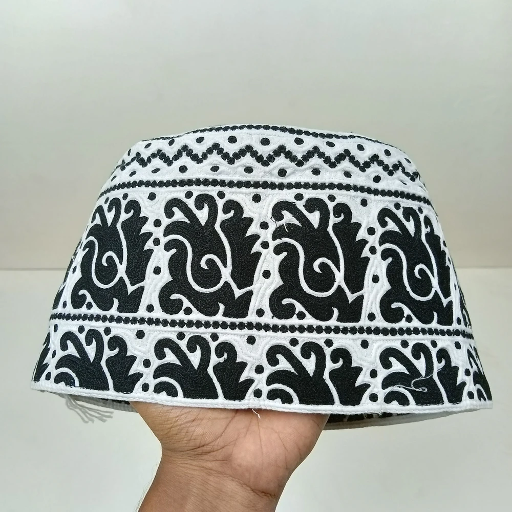 58 Size Black Omani Tupi – Pure Cotton Omani Handmade Cap