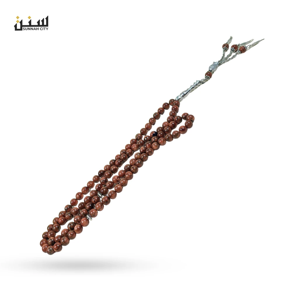 Brown Solemani Aqeeq Natural Stone Tasbih (99 Beads) – Premium Islamic Prayer Beads - Image 3