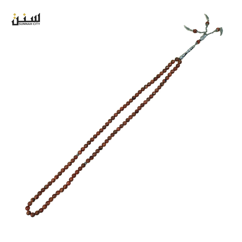 Brown Solemani Aqeeq Natural Stone Tasbih (99 Beads) – Premium Islamic Prayer Beads - Image 4