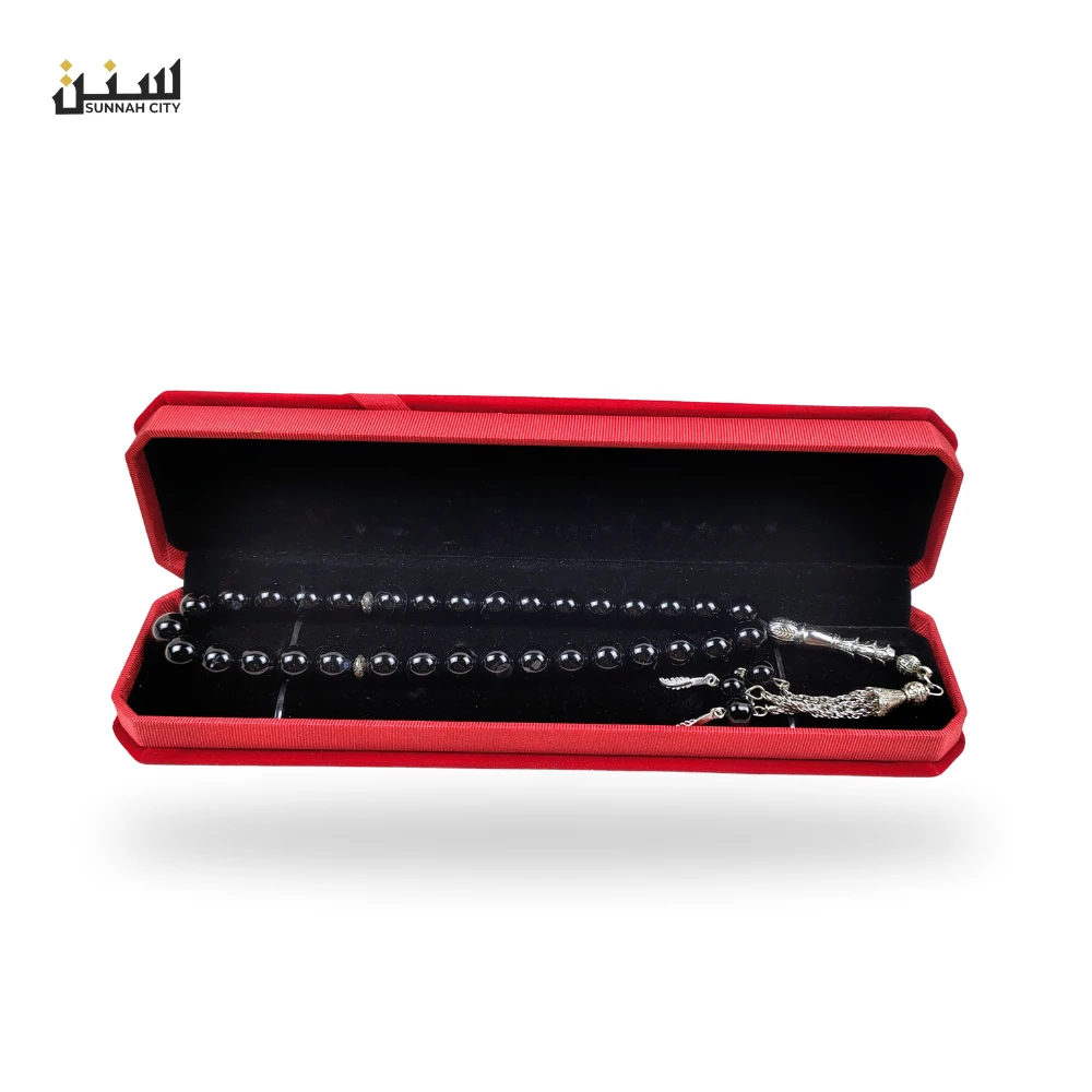 Tiger Aqeeq 33 Beads Tasbih – Black Stone Islamic Tasbih for Gift - Image 3