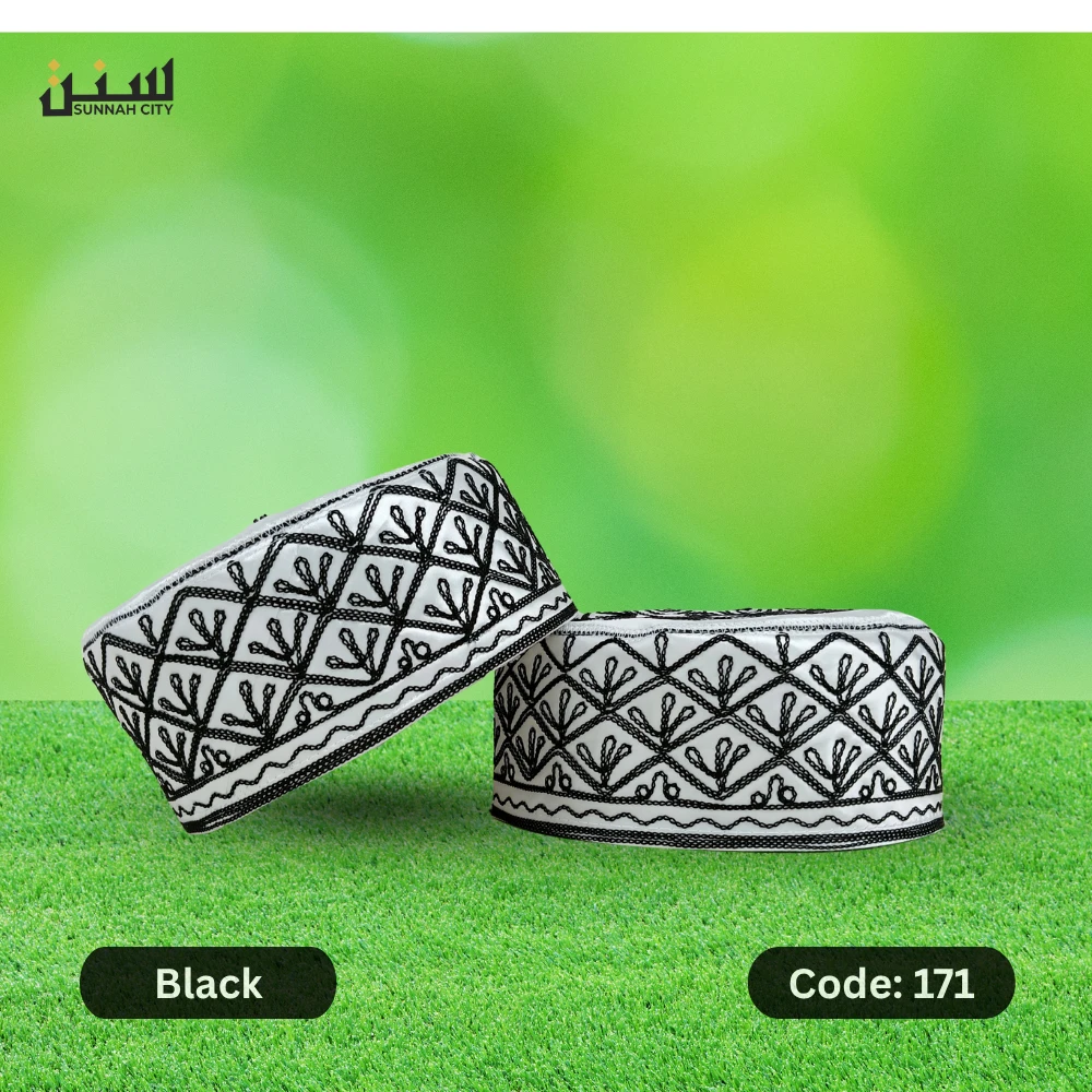 Stylish Black Azhari Tupi – Premium Cap
