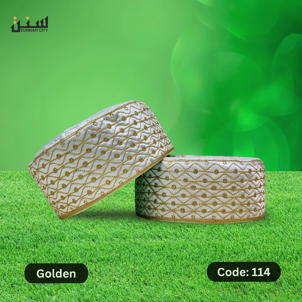 Golden Azhari Tupi – Premium Islamic Cap | Sunnah City”