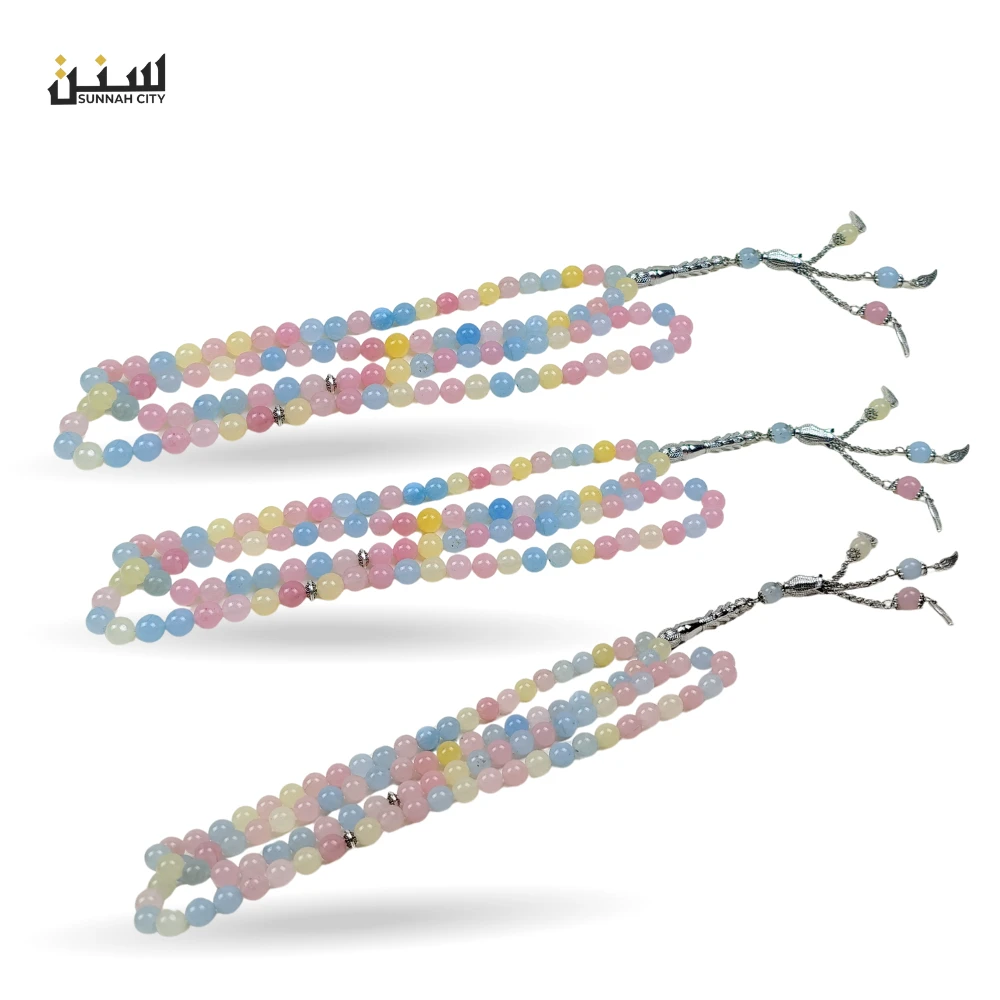 Pastel Multi-Color Natural Stone Tasbih (99 Beads) – Elegant Tasbih for Gift - Image 3
