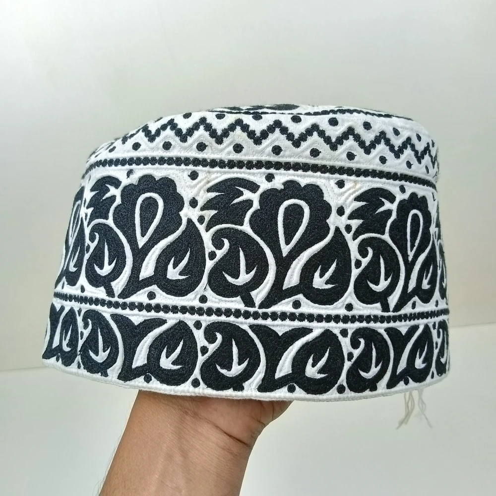 58 Size Omani Handmade Tupi – Black Premium Cap in Bangladesh