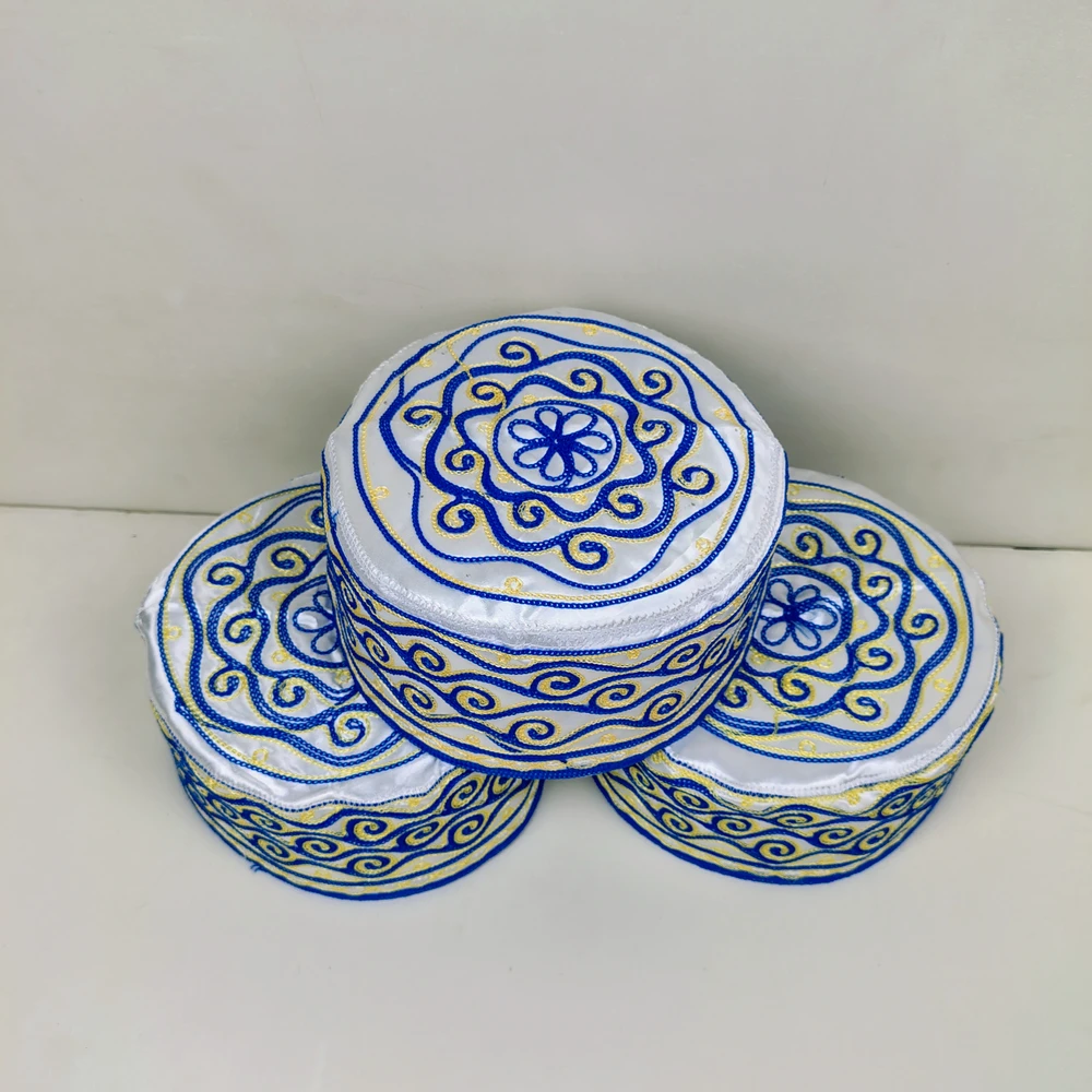 Blue & Golden Azhari Tupi – Premium Islamic Cap for Men - Image 3