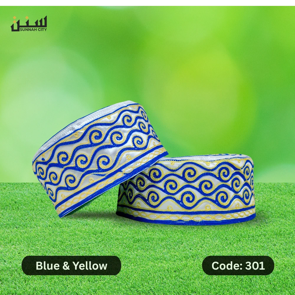 Blue & Yellow Azhari Tupi  | Premium Quality Tupi Price in Bangladesh