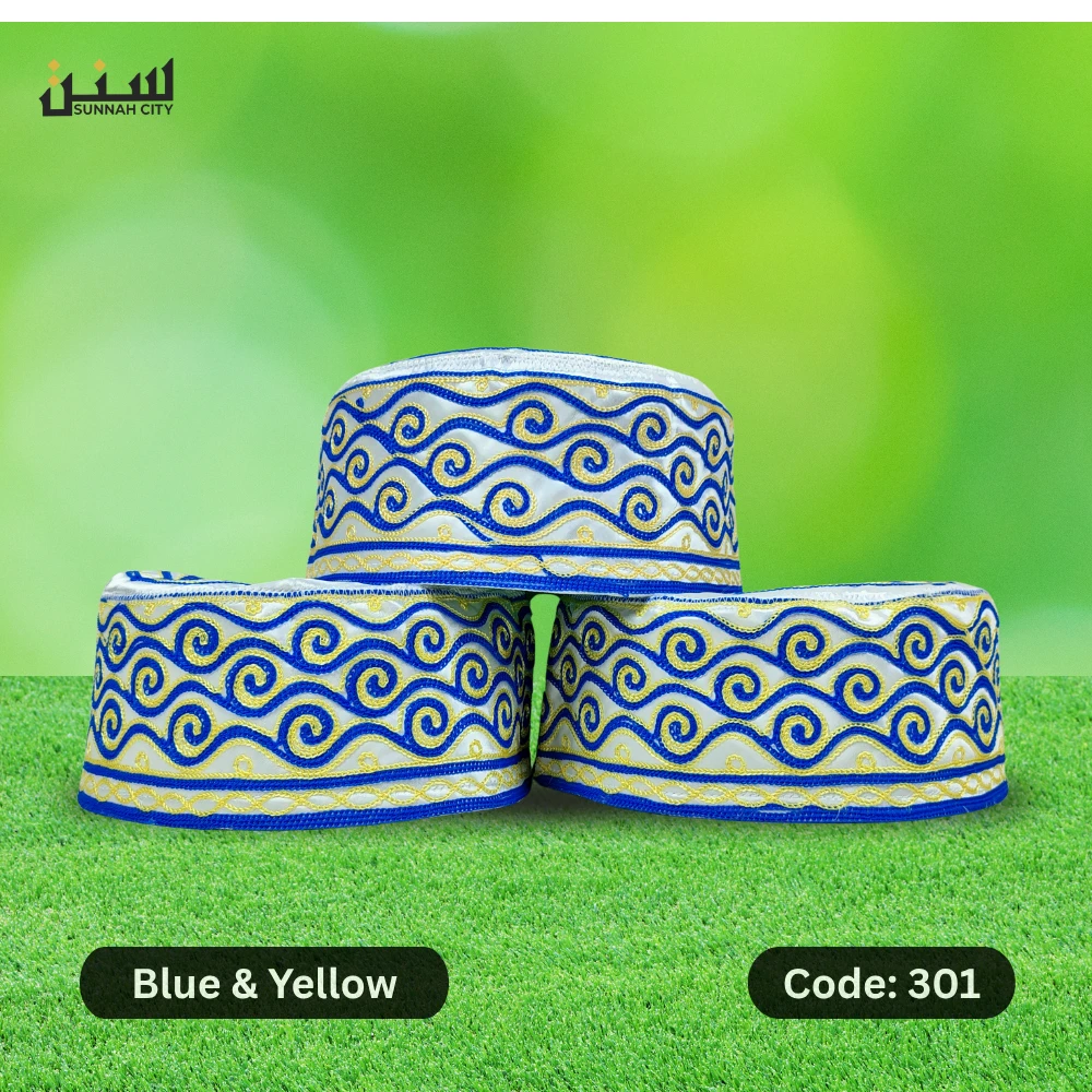 Blue & Yellow Azhari Tupi  | Premium Quality Tupi Price in Bangladesh