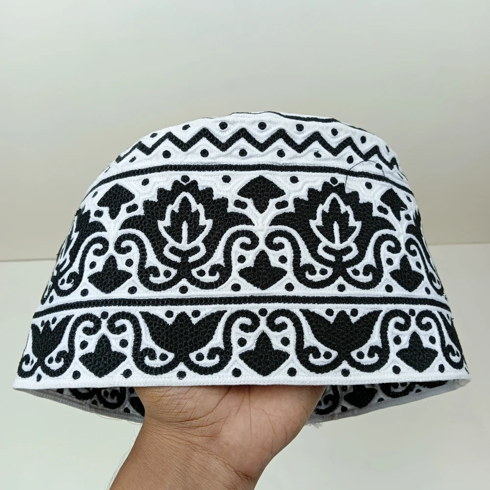 58 Size Black Omani Cap – Premium Handmade Islamic Tupi Online