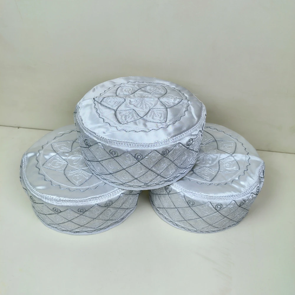 Premium Cotton White and ash Azhari Tupi – Elegant Islamic Cap for Men - Image 3