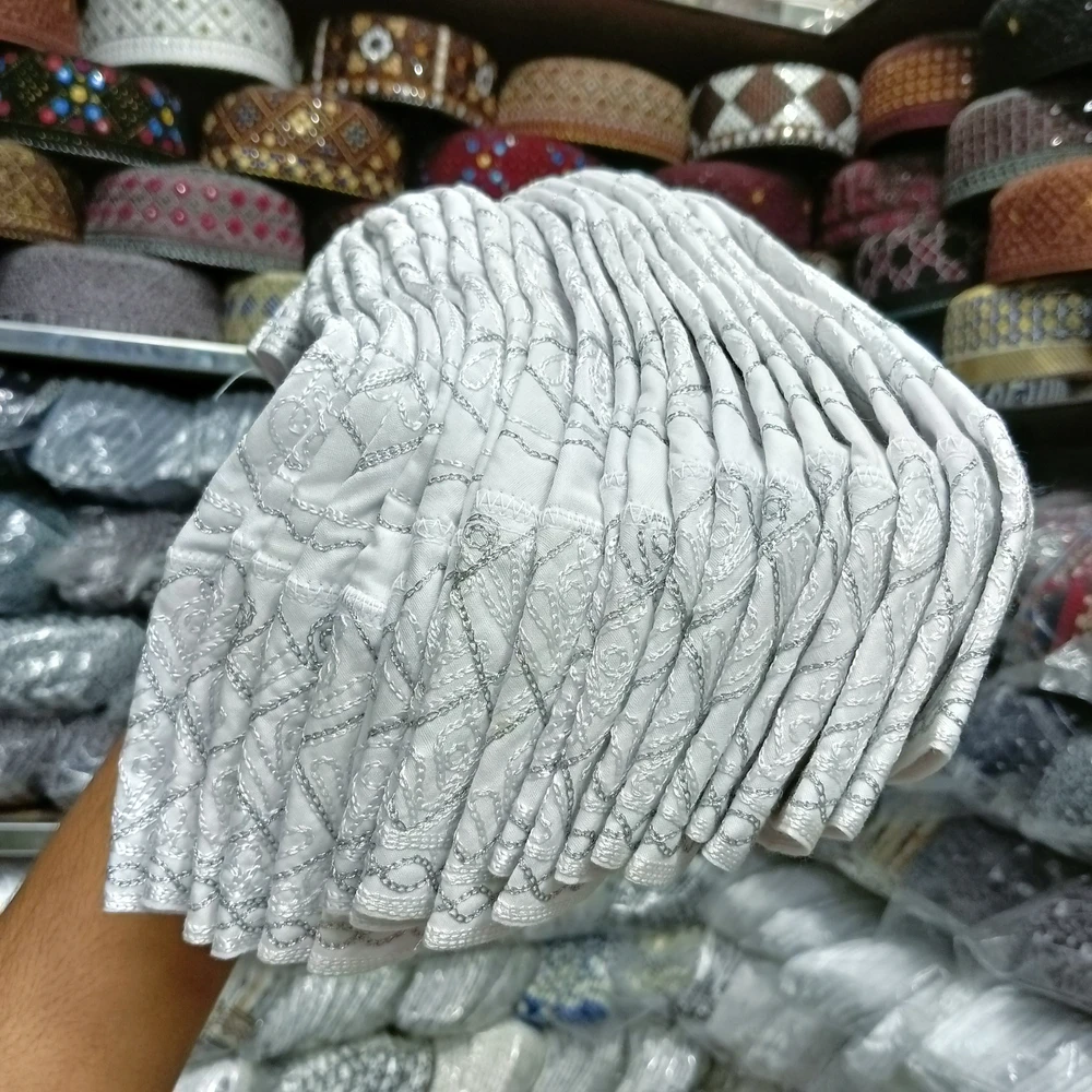 White & Silver Azhari Tupi – Premium Islamic Caps - Image 5