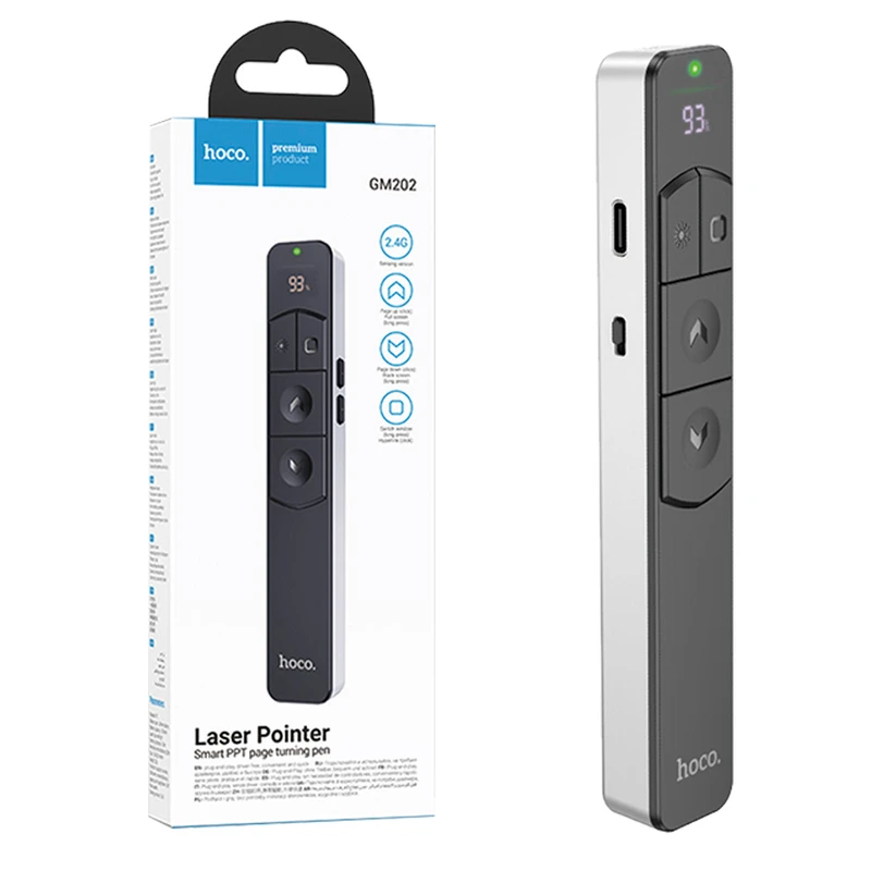 HOCO GM202 Laser Pointer Remote Control for PPT Presentation Slide Control Wireless 2.4G