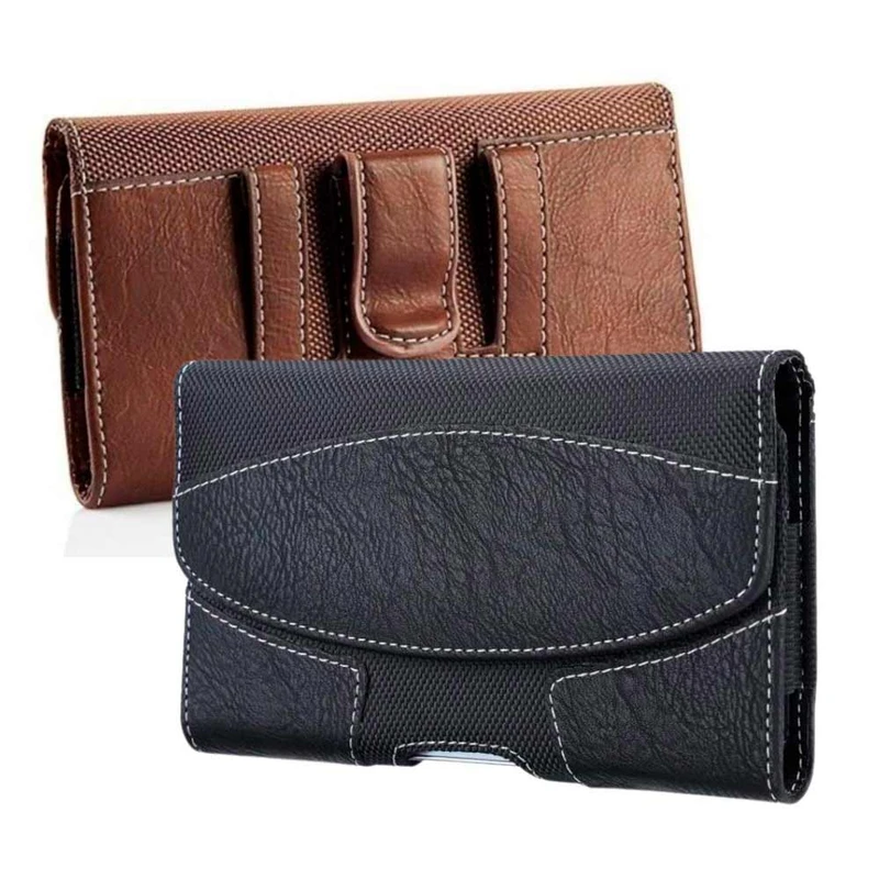 For Mobile Phone Belt Case 6 Inch 7 inch Mobile Phone Bag Belt Cover Solid Color Case Belt Clip Holster Black Brown Leather Holder Case Belt Cover - Image 4