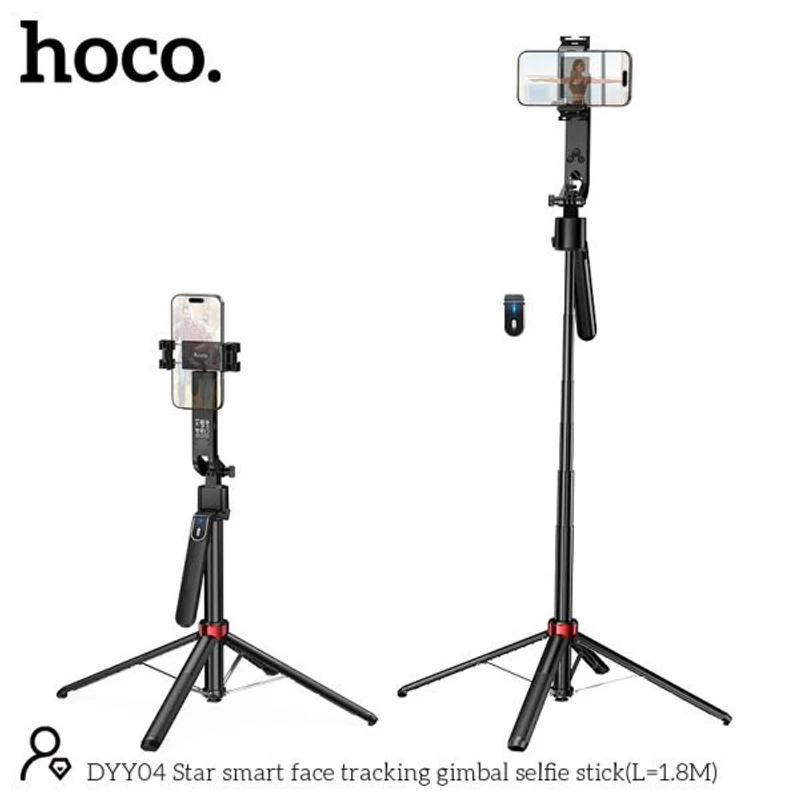 Hoco DYY04 Intelligent Face Tracking Selfie Stick 360 Degree Rotation Ai Gimbal Stabilizer with Remote Shutter Wireless Bluetooth Selfie Stick Tripod for Live Streaming - Image 3