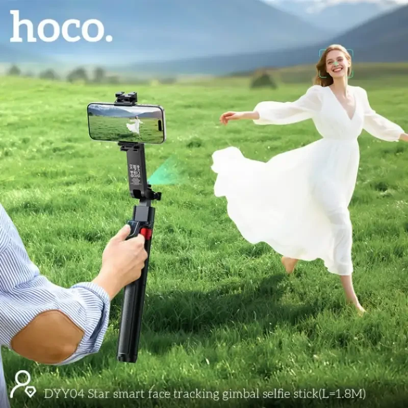 Hoco DYY04 Intelligent Face Tracking Selfie Stick 360 Degree Rotation Ai Gimbal Stabilizer with Remote Shutter Wireless Bluetooth Selfie Stick Tripod for Live Streaming - Image 4