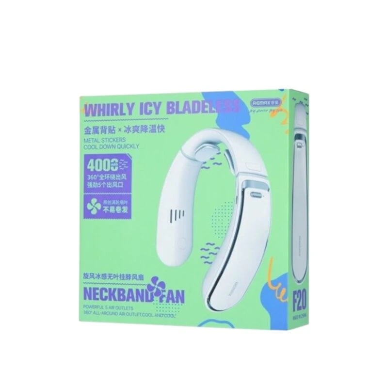 REMAX F20 Whirly Series Icy Bladeless Neckband Cooling Fan