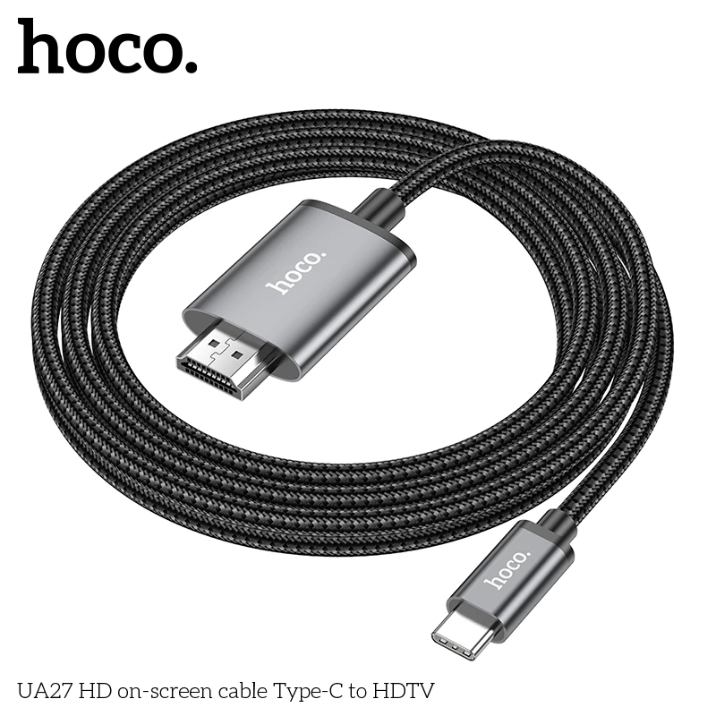 Hoco UA27 Type-C to HDMI 4K 2M Audio and Video Cable USB-C Male To HDTV Male Cables for TV Projector