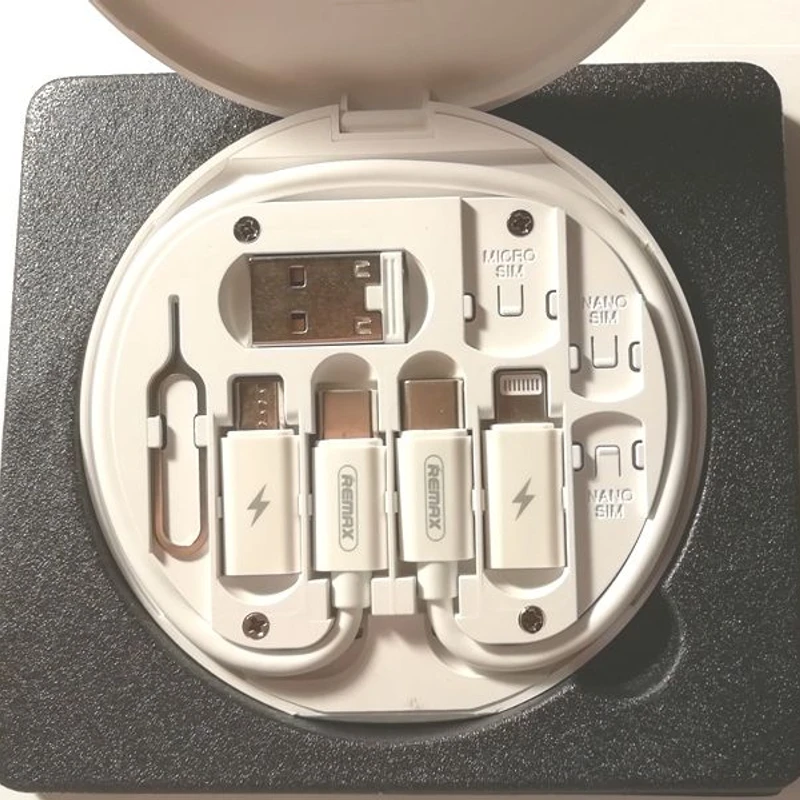 Remax RC-190 Data Cable Set Type C to Type C Simply Fast Charging Cable Micro USB Lightning Cable USB Adapter Simply Minply 3 in 1 In Cable 60W Fast Charge and Data Transmission Cable Set with Phone Stand - Image 3