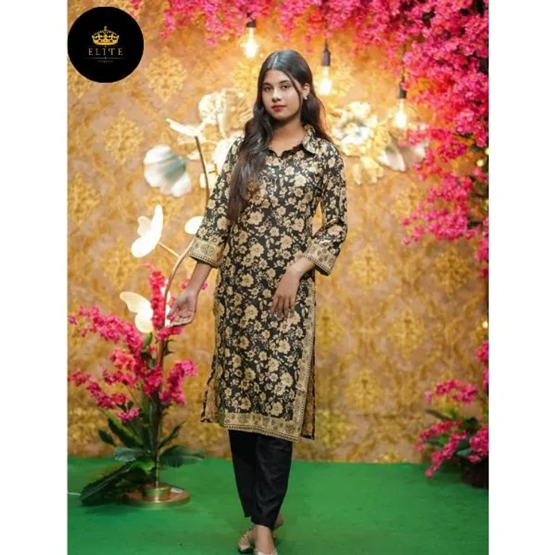 Premium Black & Golden Printed Cotton co-ord set for Summer |The Velvet Closet