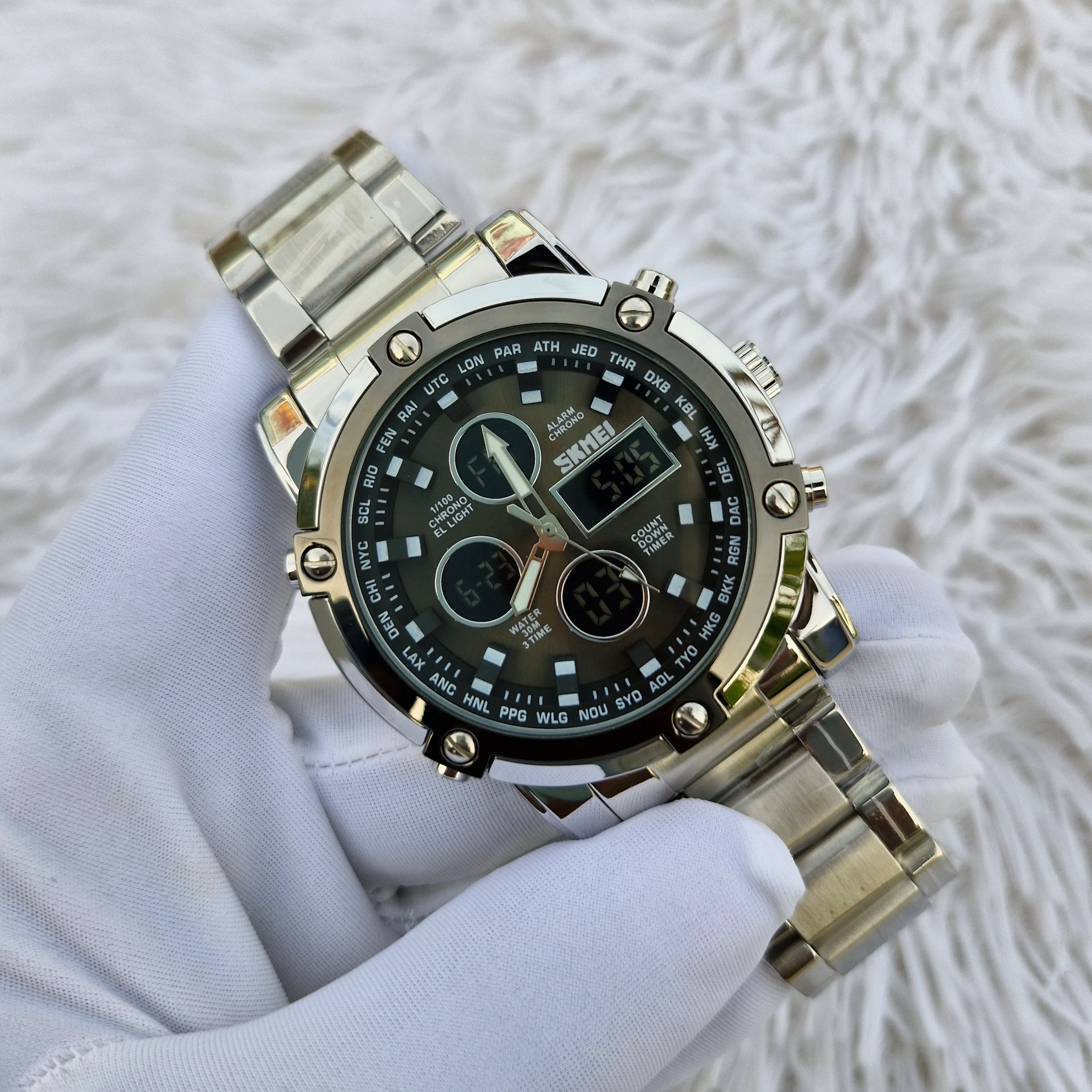 SKMEI 1389 SILVER B PREMIUM