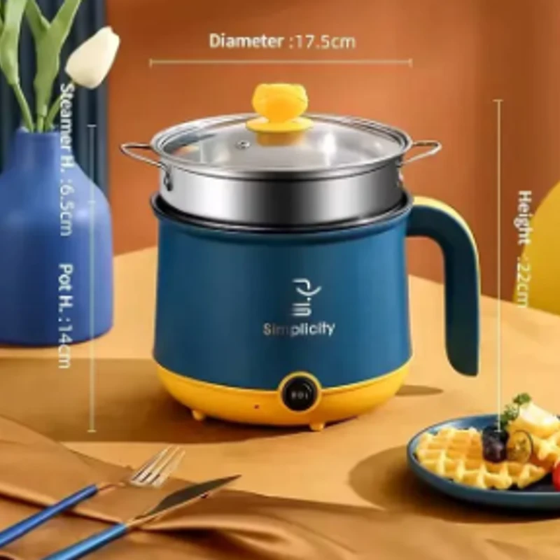 Simplicity Portable Electric Multicooker Cooking Pot With Steamer and Multipurpose 1.8 Liter