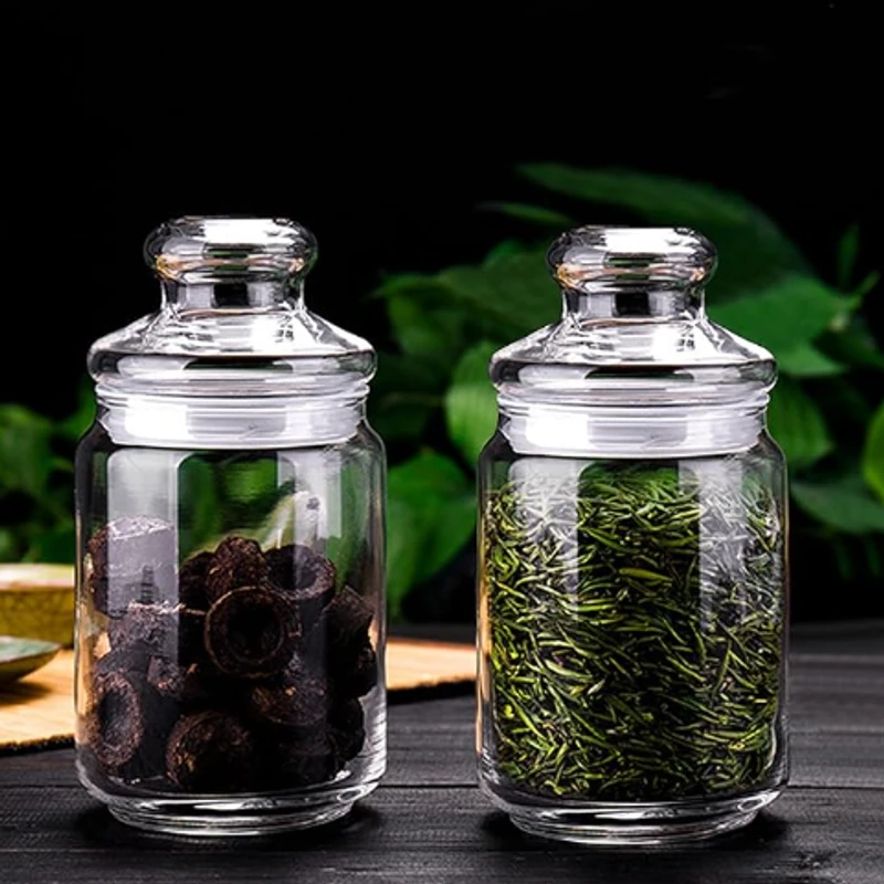 Clear Glass Container with Lid Airtight Kitchen Storage Glass Canister Jar