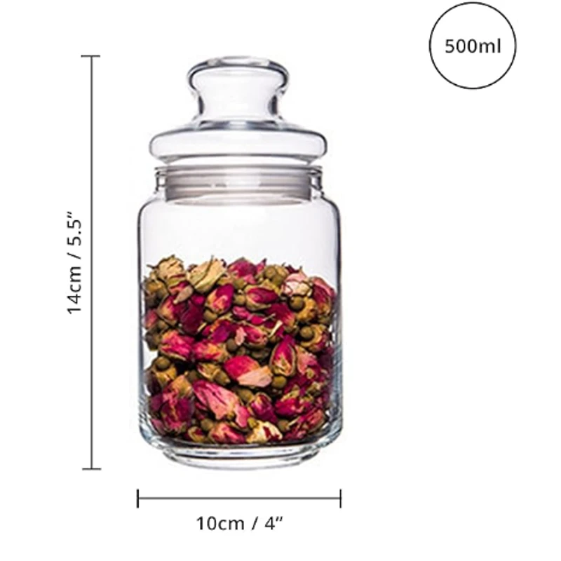Clear Glass Container with Lid Airtight Kitchen Storage Glass Canister Jar
