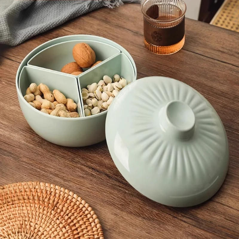 Cute buns cute dried fruit box home living room coffee table nut plate divided fruit box snack dried fruit plate storage box - Image 3