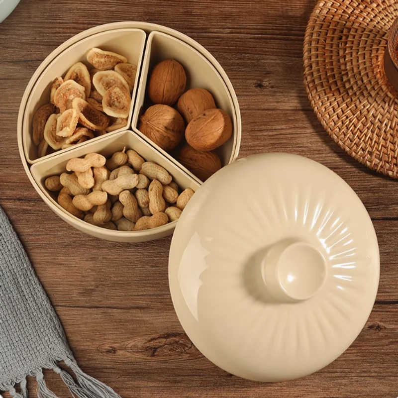 Cute buns cute dried fruit box home living room coffee table nut plate divided fruit box snack dried fruit plate storage box - Image 4