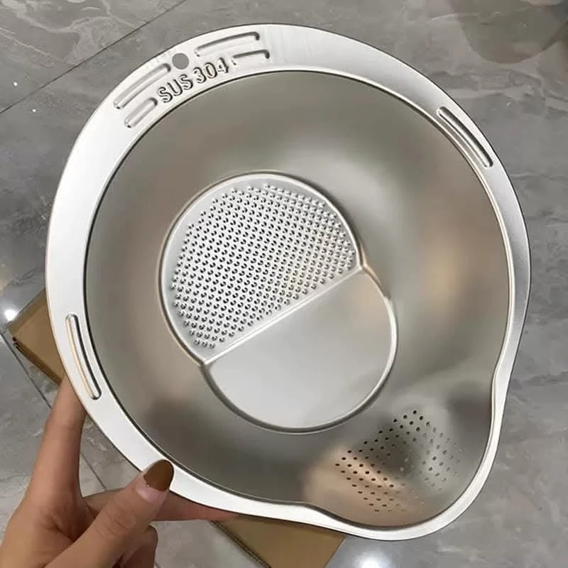 Multi-use Basin Rice Washing Bowl Vegetable Washer Metal Colander Stainless Steel Vegetable Strainer Kitchen Tools