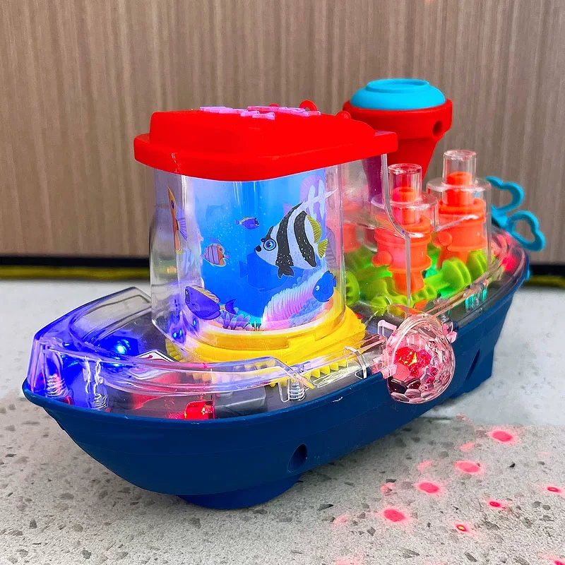 TRANSPARENT GEAR LAND SHIP 360 ROTATE TOY FOR KIDS