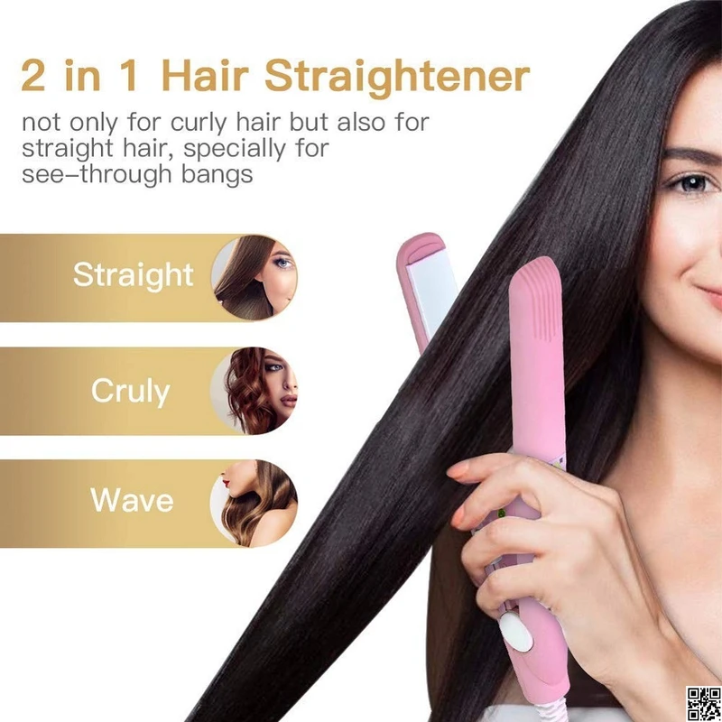 Mini Hair Straightener, Travel Mini Hair Flat Iron, Ceramic Plate Hair Straightener