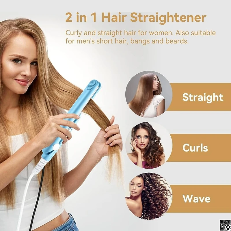 Mini Hair Straightener, Travel Mini Hair Flat Iron, Ceramic Plate Hair Straightener