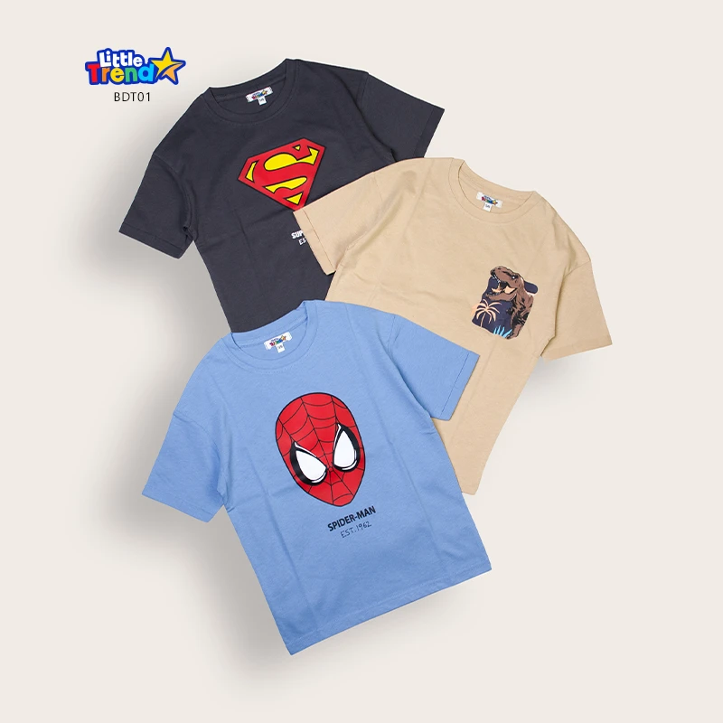 3 Pcs Boys Drop Shoulder T-Shirt Combo BDT01