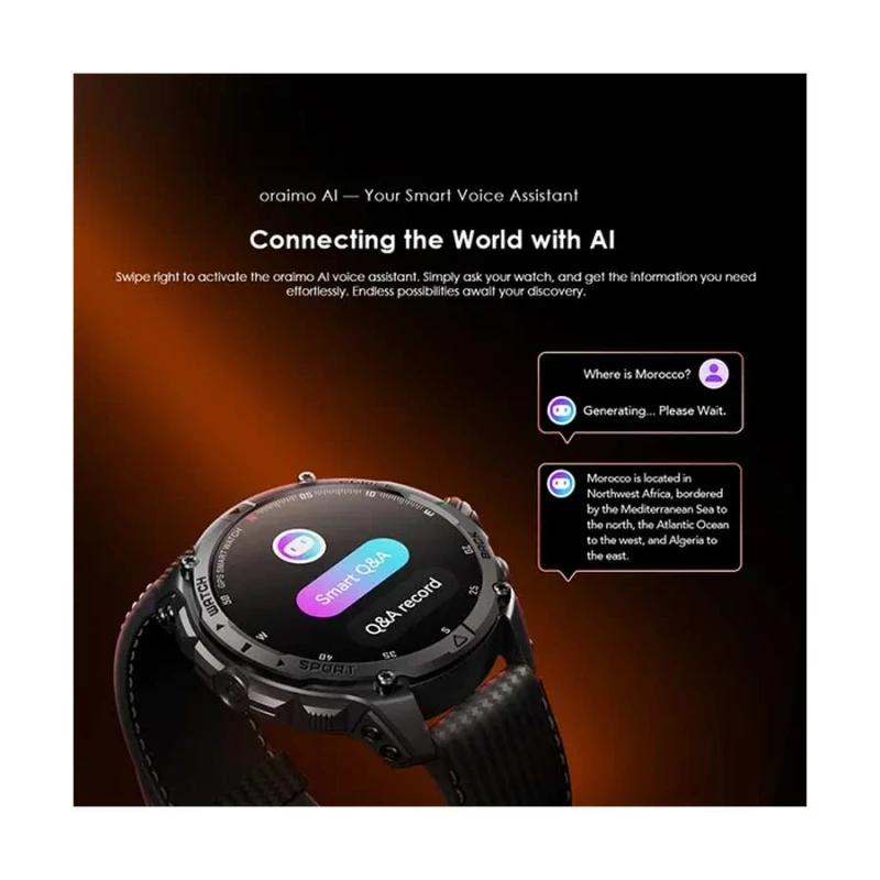 Oraimo Watch GT OSW-852H Black Bluetooth Calling Smart Watch - Image 4