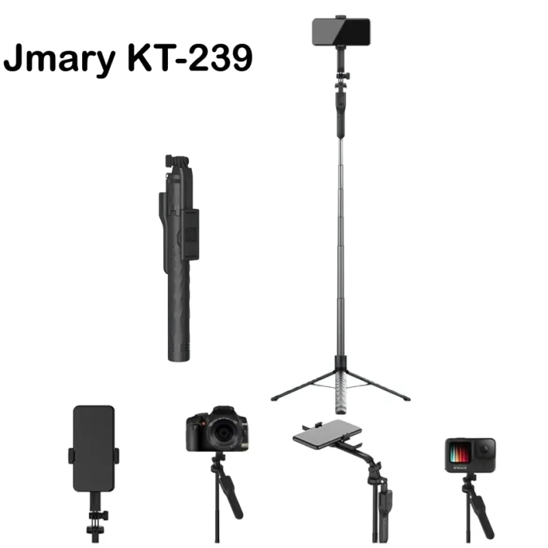 JMARY KT-239 1.75m Telescopic Selfie Stick Tripod Stand Cell Phone Clip Rotation Design Camera Mount Holder - Image 4