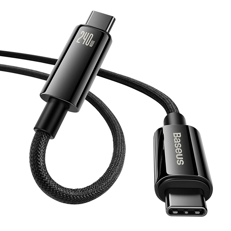 Baseus Cable Type-C to Type-C 240W Tungsten Gold Super Adaptive Fast Charging Data Cable  For Laptop Macbook Ipad 1m Black CAWJ040001