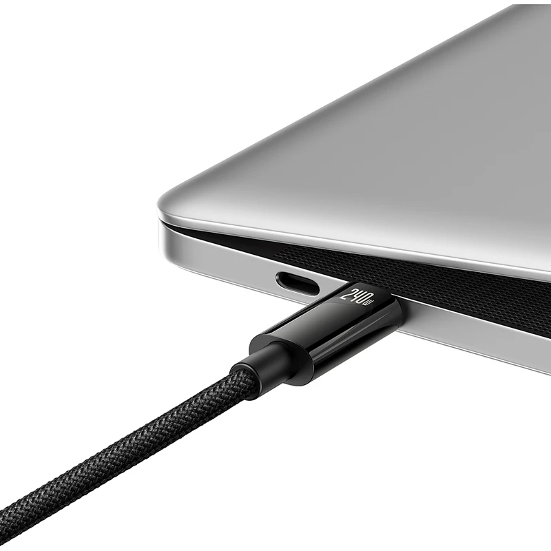 Baseus Cable Type-C to Type-C 240W Tungsten Gold Super Adaptive Fast Charging Data Cable  For Laptop Macbook Ipad 1m Black CAWJ040001 - Image 4